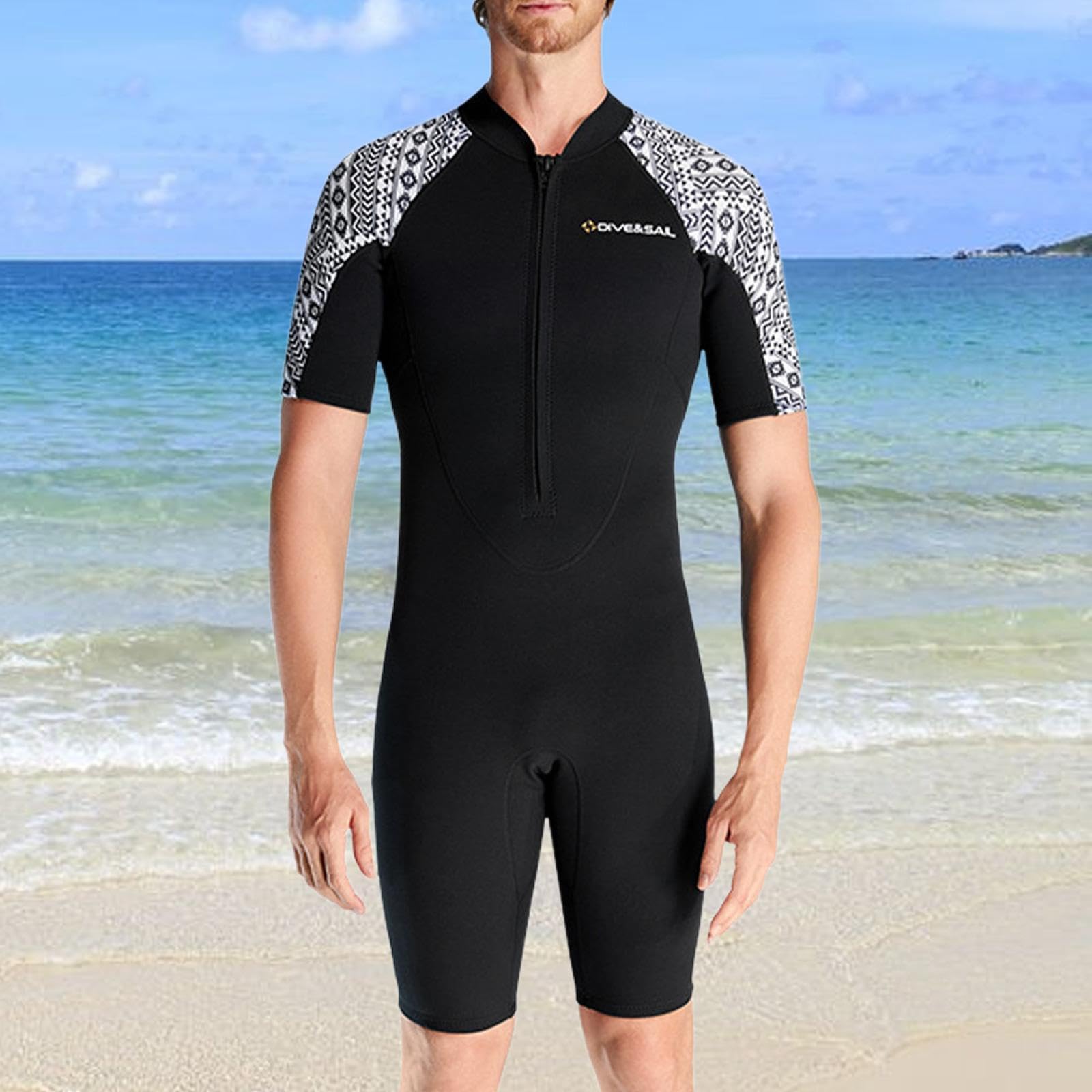 Combinaison Shorty en néoprène 3 mm, idéale pour la plongée en Eau Froide, la Natation, la Natation, Le Surf et Bien Plus Fermeture éclair Frontale et Manches