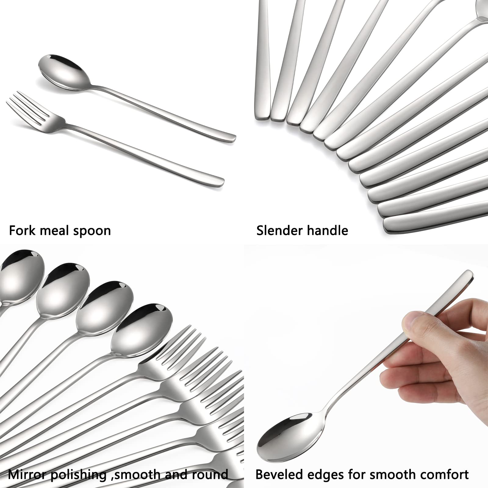 HaWare Set di 12 forchette e cucchiai, in acciaio inox, set di 12 cucchiai e forchette