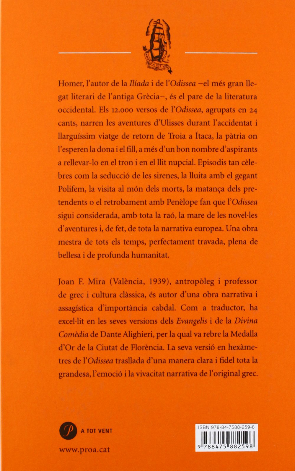 Odissea: Versió de Joan F. Mira: 562 (A TOT VENT-TELA)