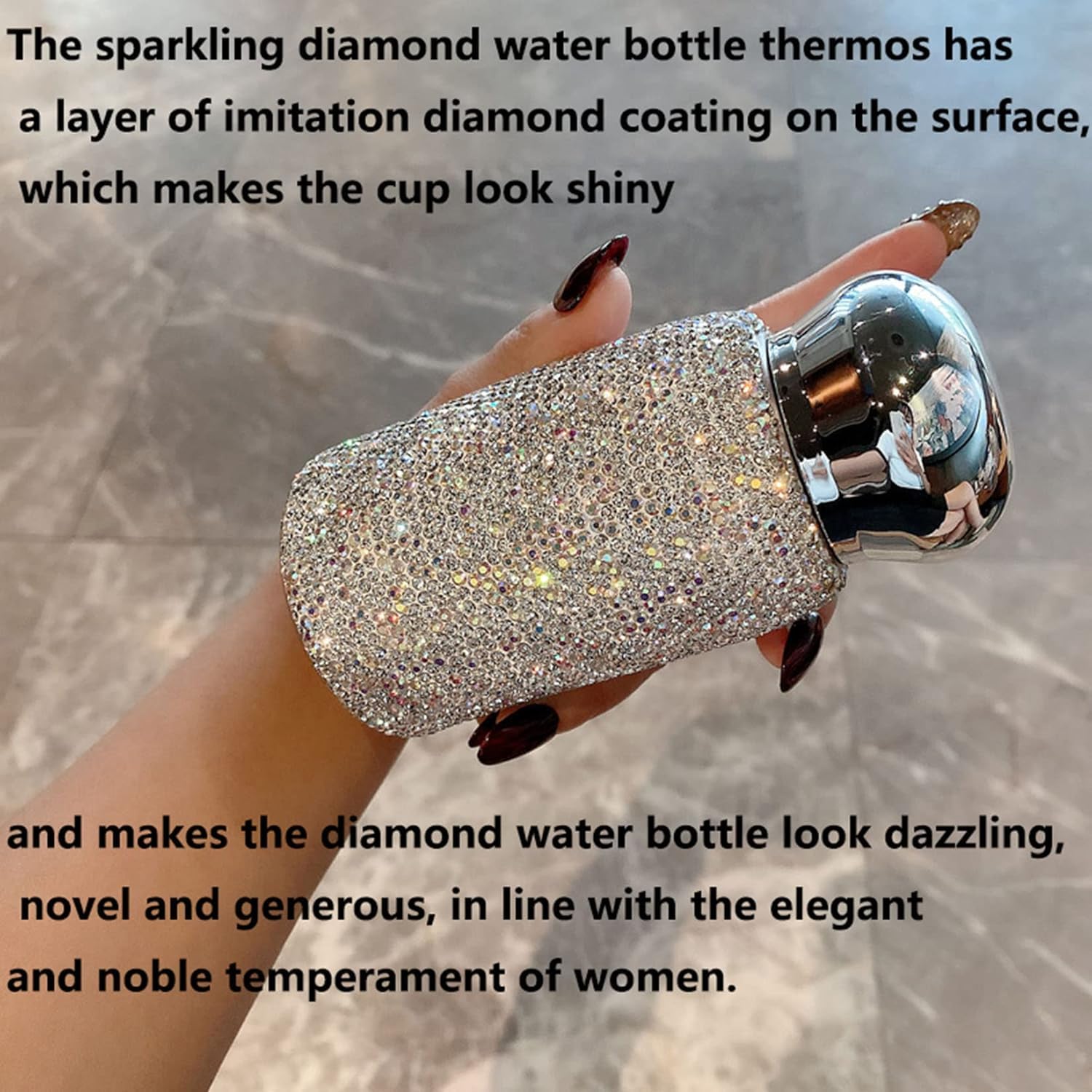 Diamentowa termos, butelka termiczna, butelka wody ze strasu Bling Crystal kubek termosowy Kubek podróżny ze stali nierdzewnej Diamentowa kolba Butelka próżniowa