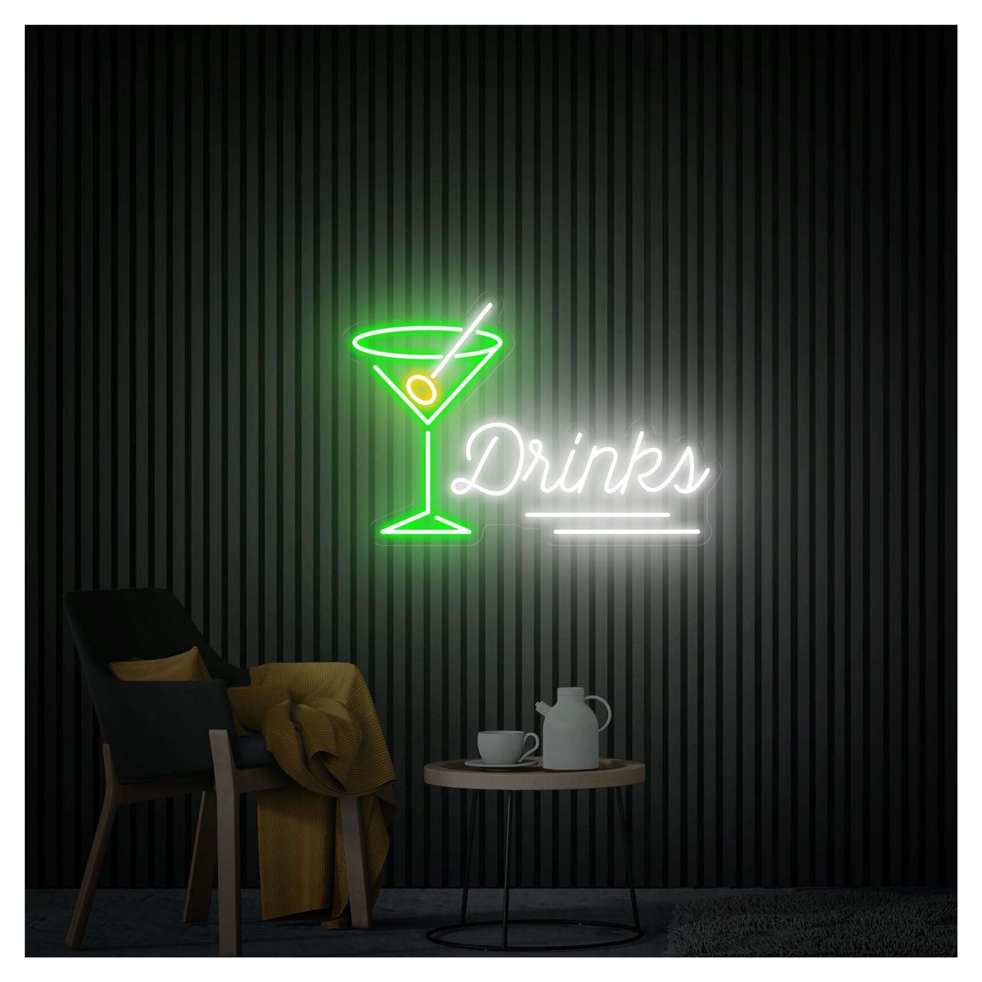 RONGCH Hanging Art Signs Drinks Neon Sign,Suitable for Cocktail Bar Party Wall Decor with Dimmable 28cmx40cm(F)