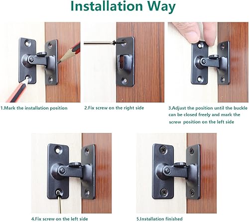 Miniatura 6 de Pestillo deslizante para puerta abatible, mini pestillo de acero inoxidable de 90 grados, cerradura de seguridad para puerta corrediza de granero,