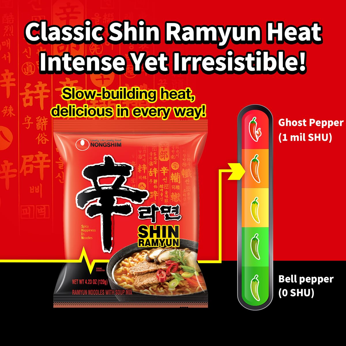 Nongshim Shin Ramyun Noodles, Spicy Korean Signature Instant Ramyun, Rich Beef Flavored Broth, Microwaveable, Korean Instant Noodles, 4.23 oz (Pack of 20), Packaging May Vary. Spicy Noodle 4.23 Ounce (Pack of 20)