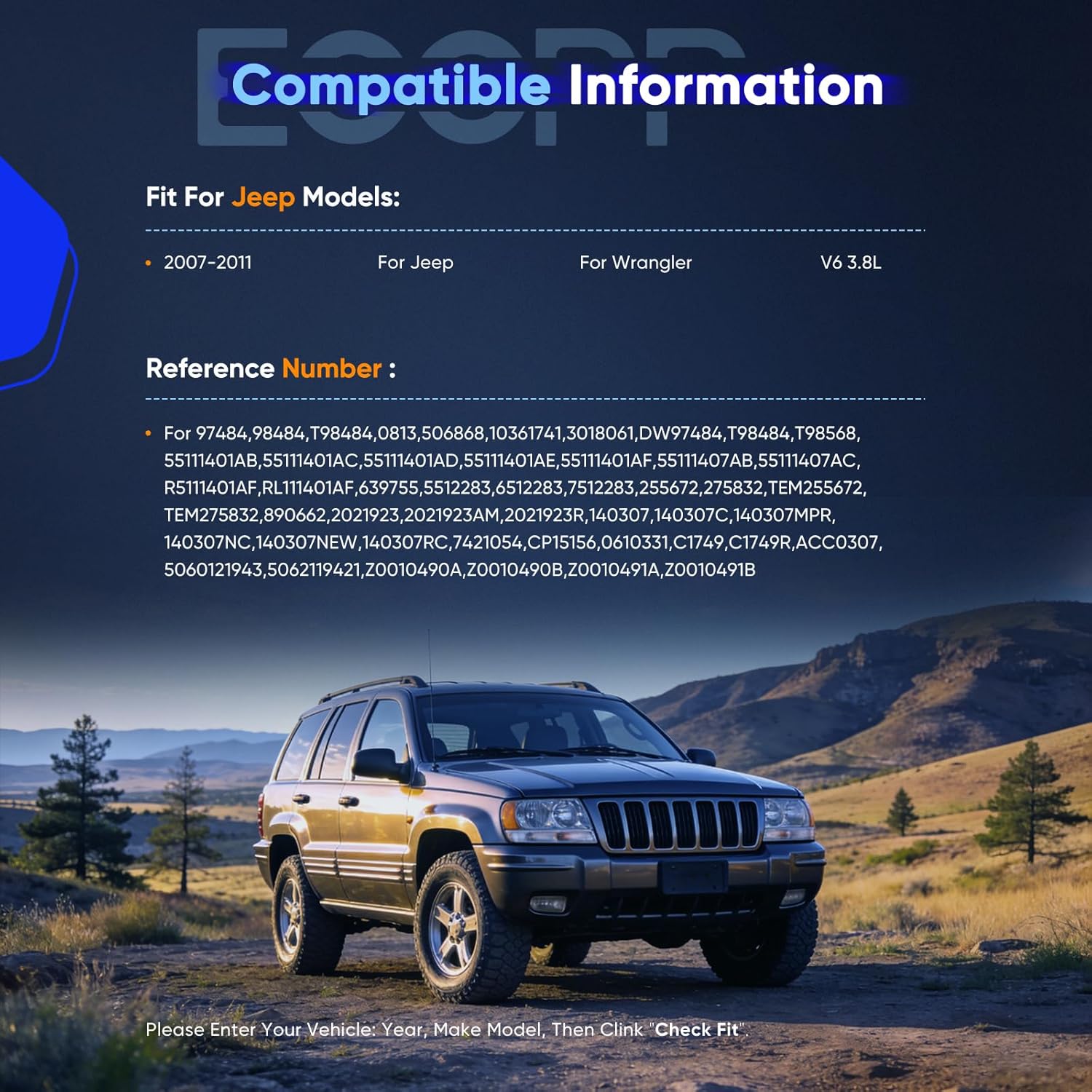 ECCPP A/C Compressor with Clutch Fit for Jeep Wrangler V6 3.8L 2007 2008 2009 2010 2011 AC Compressor