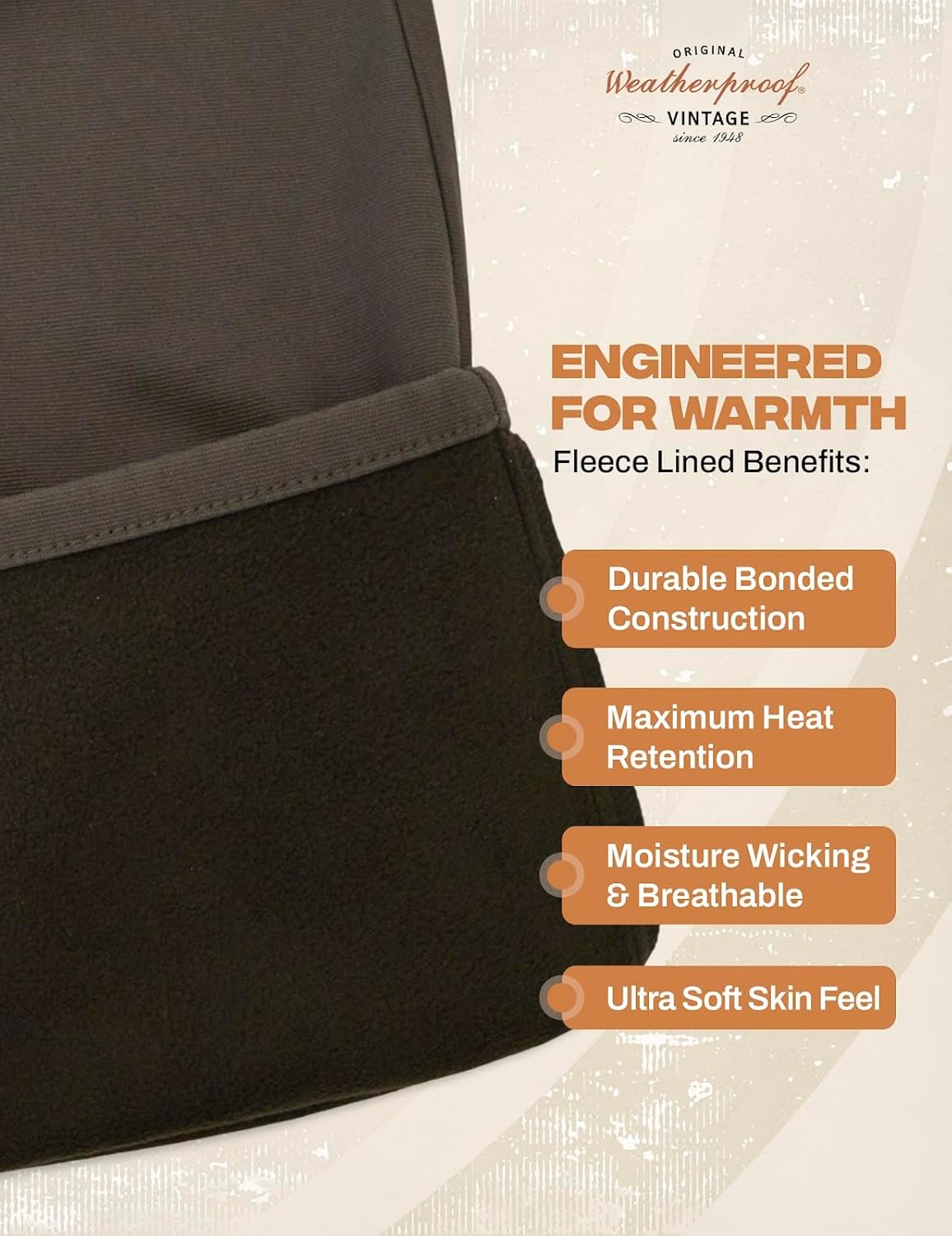 Weatherproof Vintage Fleece Lined Pants Men's - Regular Fit | Soft & Warm, Cold Weather Insulated Canvas Winter Pants for Men - Image 4