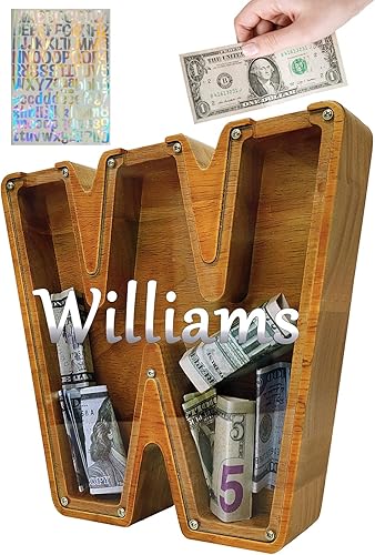 Miniatura 73 de Alcancías de Letras de Madera Extra Grandes de 12" - Alcancías para Niños y Niñas, Bancos de Dinero del Alfabeto con Inicial R - Banco de Monedas