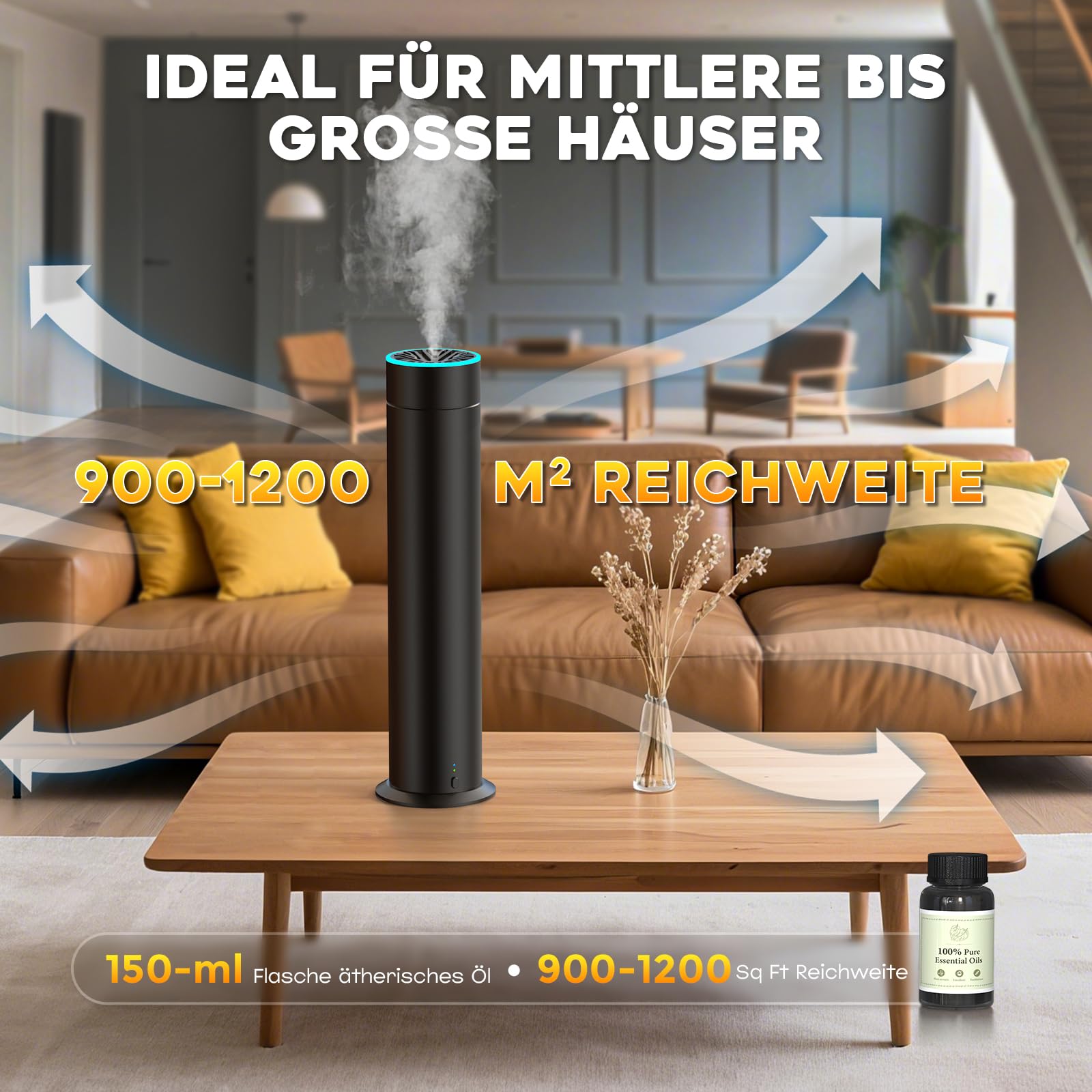 Wasserloser Aroma Diffuser Set, ShinePick Smart Aroma Diffusor Wasserlos Ätherische Öle Diffuser Ohne Wasser Duftdiffusor Luxus Raum Luftdiffusor mit 5 Flaschen Ätherischer Öl