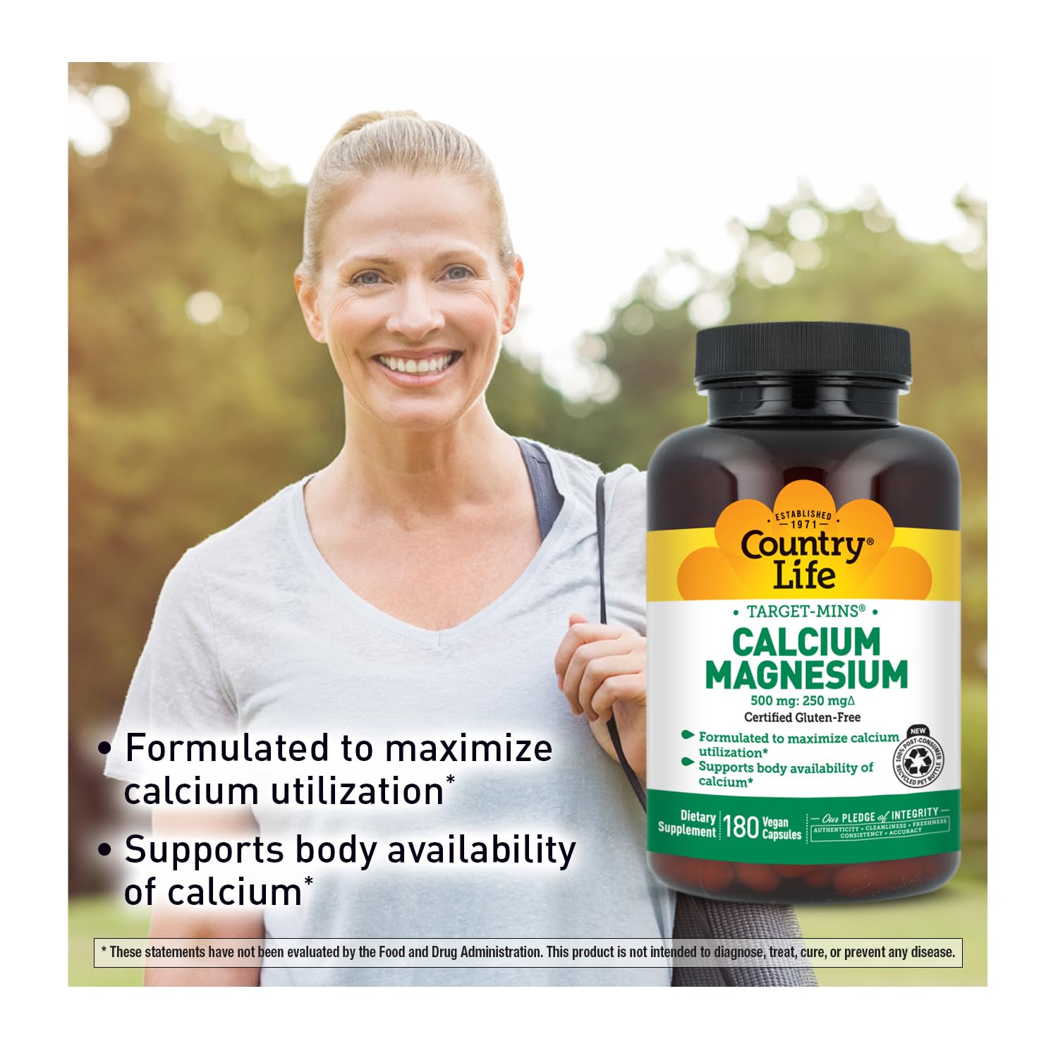 Country Life Target-Mins Calcium Magnesium, 500 mg/250 mg, 180 Capsules — Amazon image 4