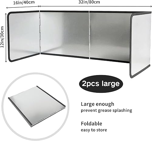 Miniatura 2 de 2 protectores contra salpicaduras de 4 caras para freír, protector contra salpicaduras de grasa para sartén, pantalla plegable de acero inoxidable