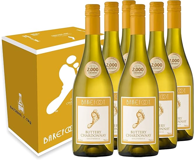 Barefoot Buttery Chardonnay, Californian White Wine, 6 x 750ml bottles
