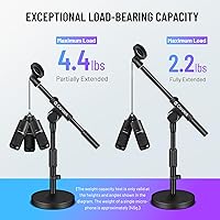 Vista 4 de CAHAYA Microphone Stand Desk Adjustable: Boom Arm Mic Stand Desktop with 2 Mic Clips Reinforced Metal Base Table Mic Mount with 3/8" to 5/8" Screw