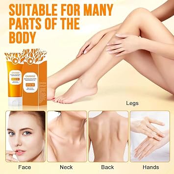 Orange Exfoliating Gel for Face and Body, Brightening Cleansing Scrub, Natural Bubble Formula, Gentle Radiant Skin Exfoliator, 100g