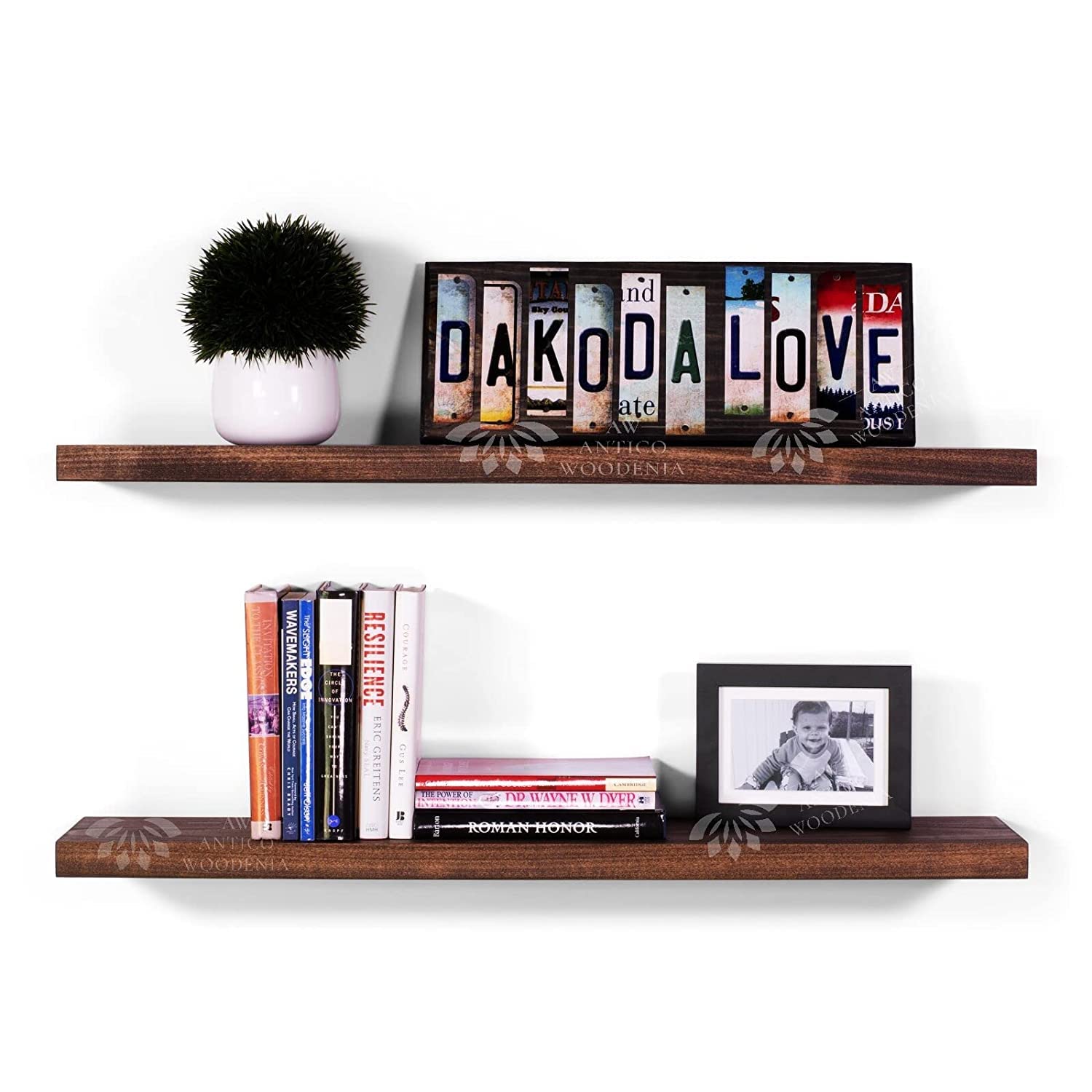 22 Inch Sheesham Wood Floating Wall Shelf| Wall Mount| Wall Rack| Wall Bracket| Wall Cabinet| Floating Wall Shelves (X-Large (22 Inches), Set Of 2), Brown