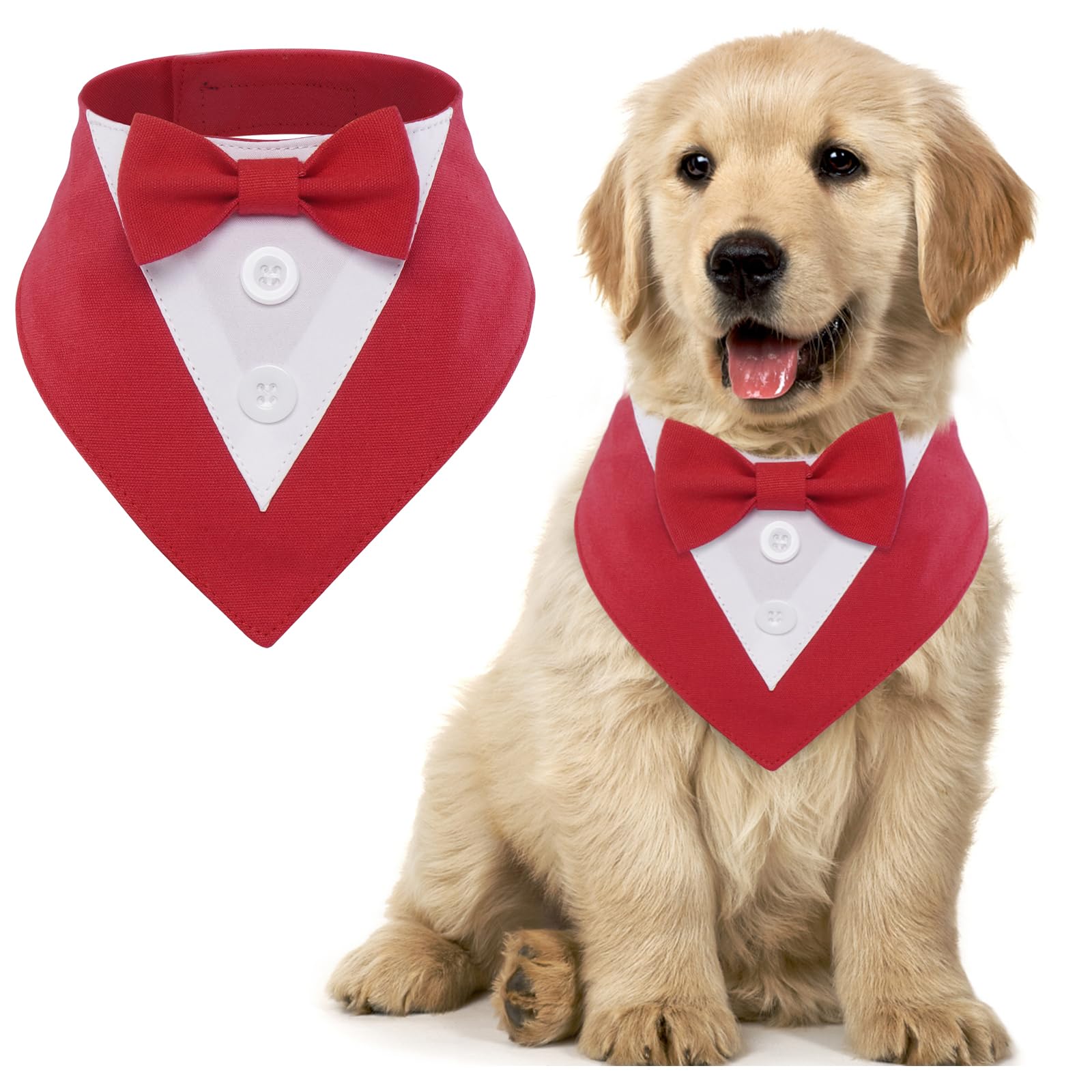 Bandana de Esmoquin para Perros,Pañuelos para La Cabeza para Perros,Ajustable Pañuelo Triangular para Mascotas,Pañuelo para El Cuello de La Boda del Perro del Halloween(XS, Rojo)