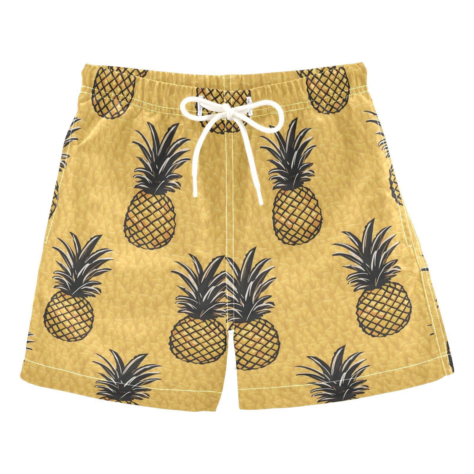senya Yellow Pineapple Boys Swim Trunks Toddler Shorts Swimwear Boardshorts