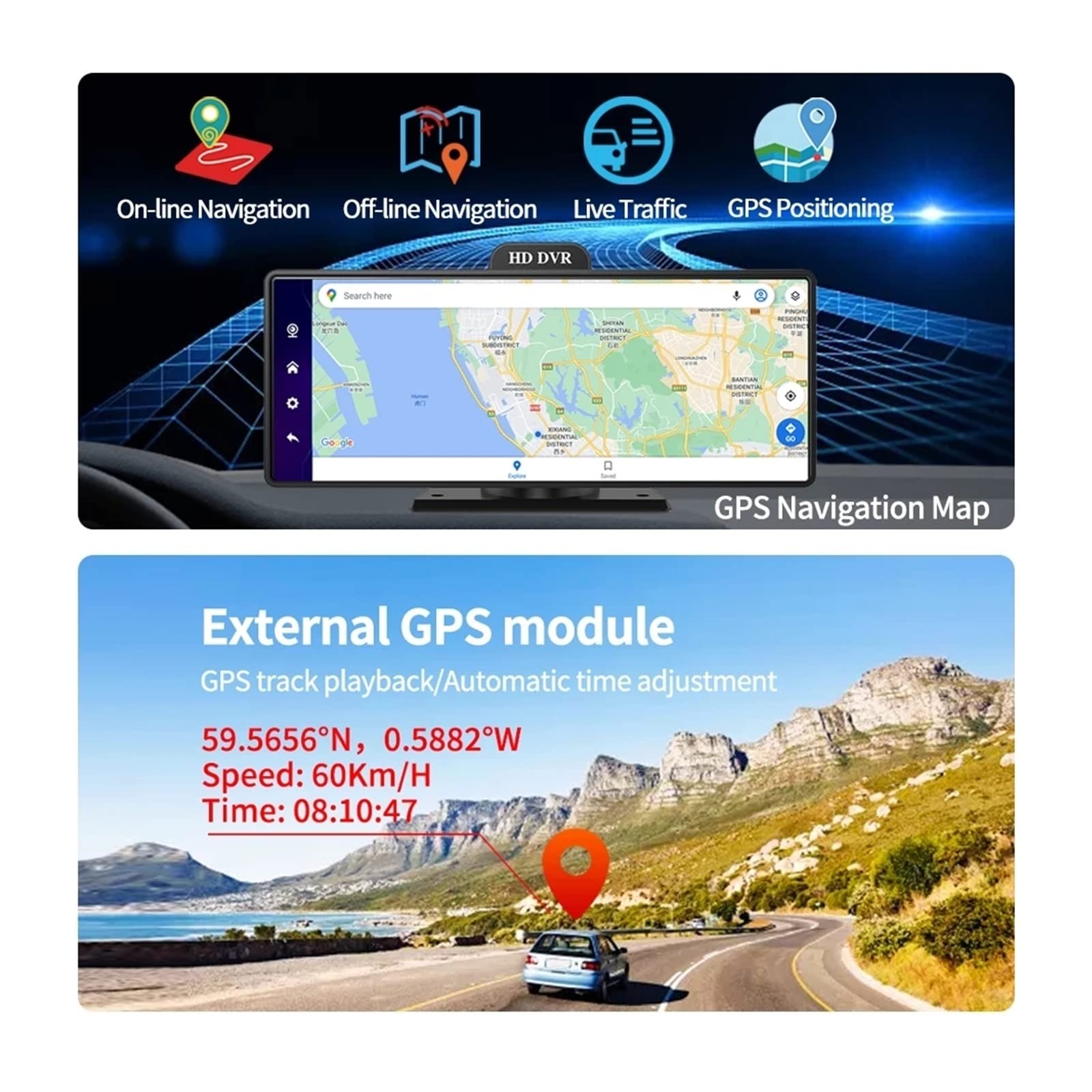 10.26 Cal 4G kamera na deskę rozdzielczą .0 4 + 64G 8 rdzeń 5G WiFi wideorejestrator samochodowy ADAS GPS FM 24h Monitor do parkowania lusterko wsteczne Super Widzenie Nocne(T94A11-10M,128G)