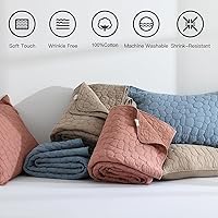 Vista 39 de HORIMOTE HOME Juego de edredón 100% algodón tamaño individual, juego de colcha prelavada de 2 piezas, color azul bebé, funda de cama acogedora