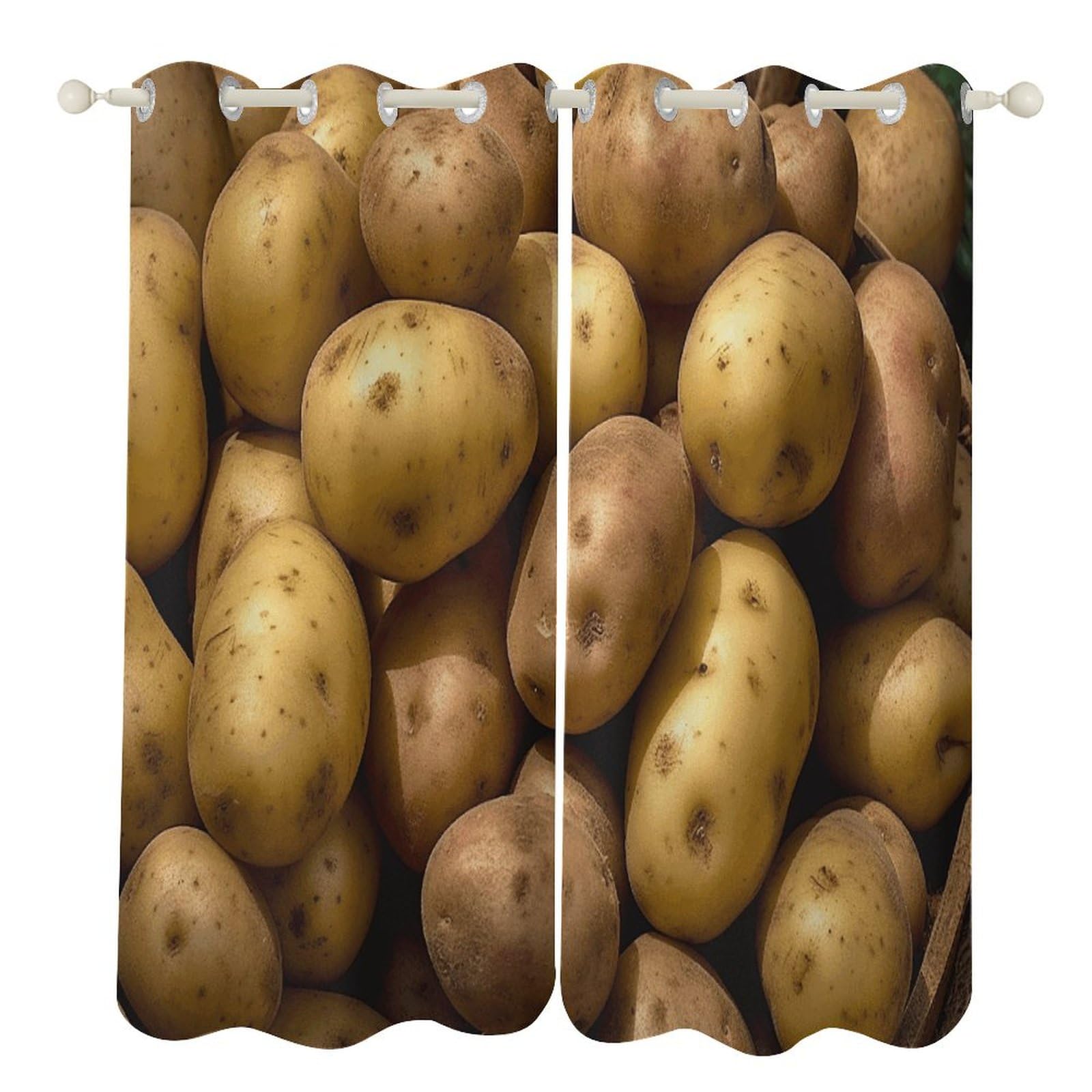 Rideaux occultants thermiques motif pommes de terre salon chambre 132x182 cm