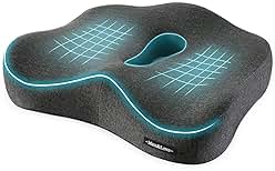 Memory Foam Seat Chair Cushion for Relieves Back Sciatica Pain Tailbone Pain Coccyx Degenerating Disc Orthopedic Osteoarthritis Prostate Cushion Low Back Pain Cushion Hip Shaping (Dark Gray)