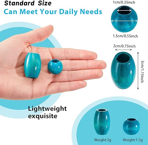 Miniatura 2 de WILLBOND 130 cuentas de madera de macramé sueltas con agujero grande de 0.394 pulgadas (0.394 in) para kits de fabricación de macramé, suministros