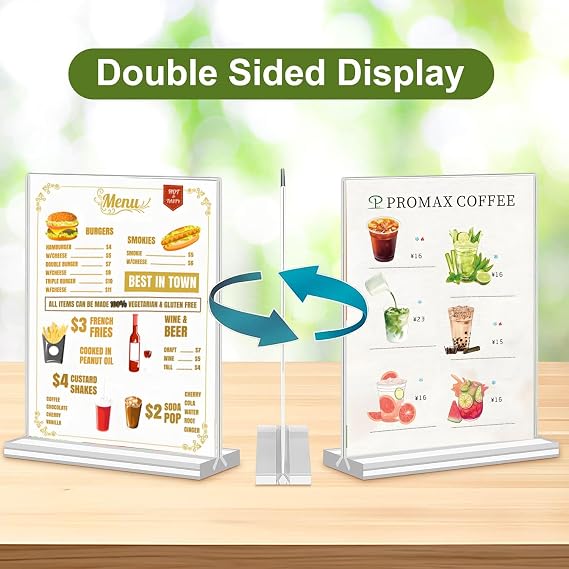 A4 Acrylic Sign Holder, 6 Pack Menu Holders, Clear Perspex Display Stand