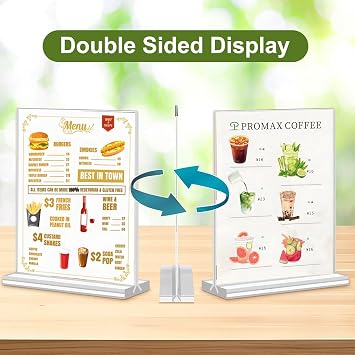 A4 Acrylic Sign Holder, 6 Pack Menu Holders, Clear Perspex Display Stand