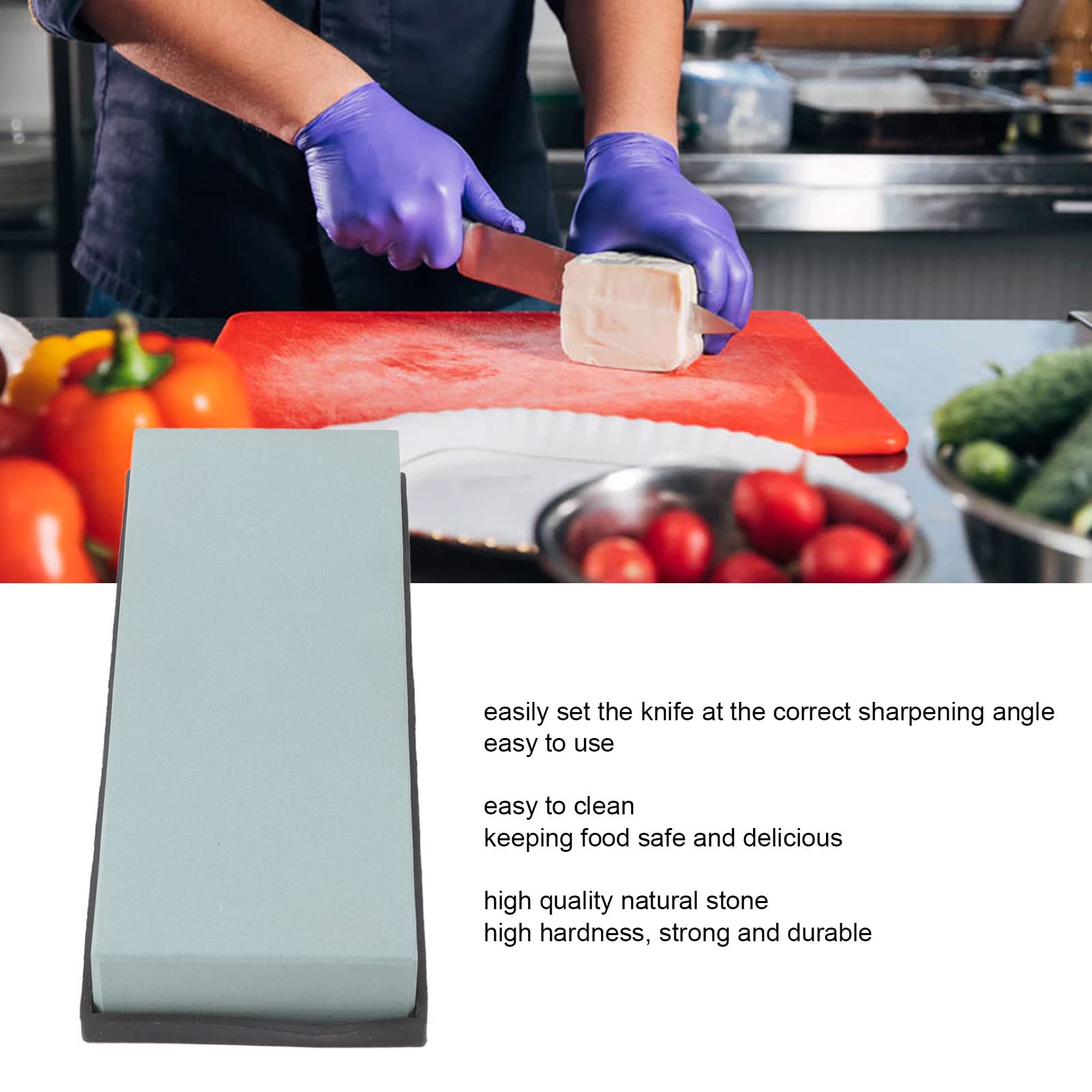 Set profesional de piedras de afilar, kit de piedra de afilado de cuchillos de alta dureza con cubierta de silicona, piedra de agua lavable para cuchillos de chef, tijeras, (Malla 320)