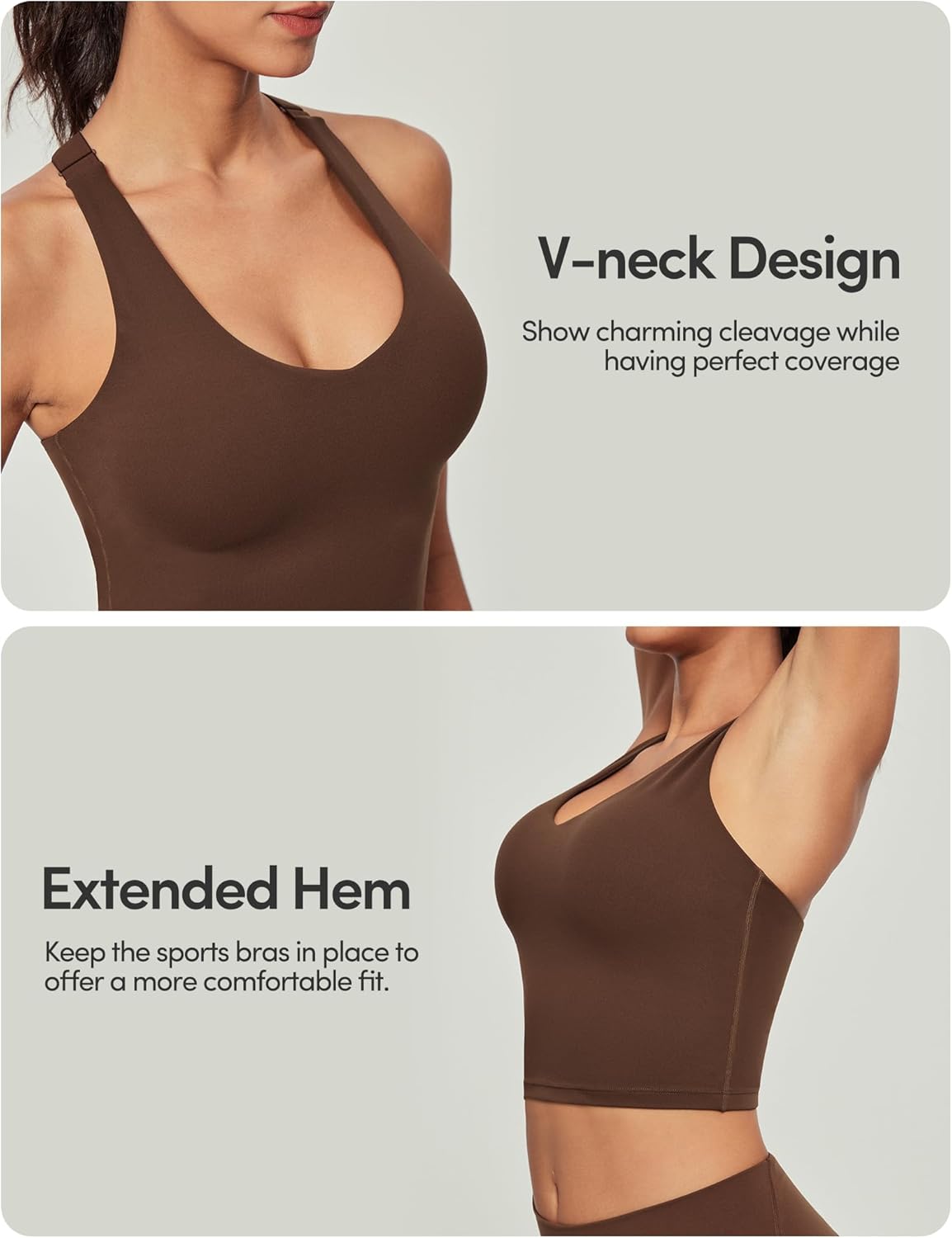 IUGA Buttery Adjustable Workout Tank Tops Woman with Built in Bra Y Back Longline Sports Bra Athletic V-Neck Crop Tops - Image 6