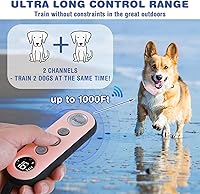 Vista 4 de Collar de choque para perro, collar de entrenamiento impermeable para perros con control remoto de 1000 pies, collar de descarga eléctrica