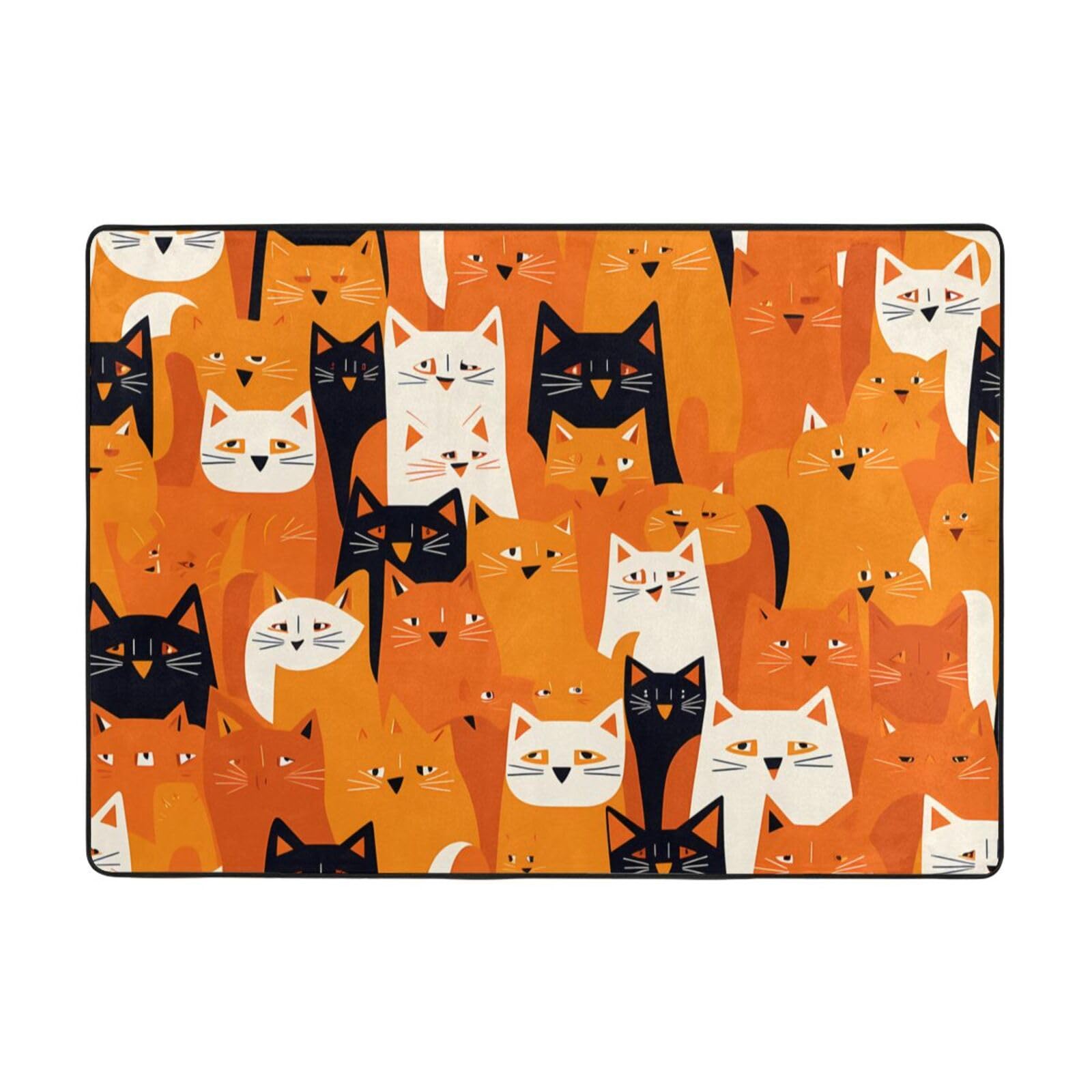 Tapis imprimé chats orange résistant à l'usure et doux