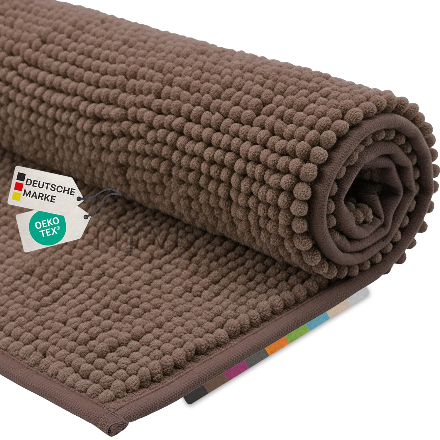 NYVI Badematten-Set 2-teilig, NYVI Spa Chenille, Taupe, 45x50 cm + 50x80 cm – Badematte & WC-Vorleger