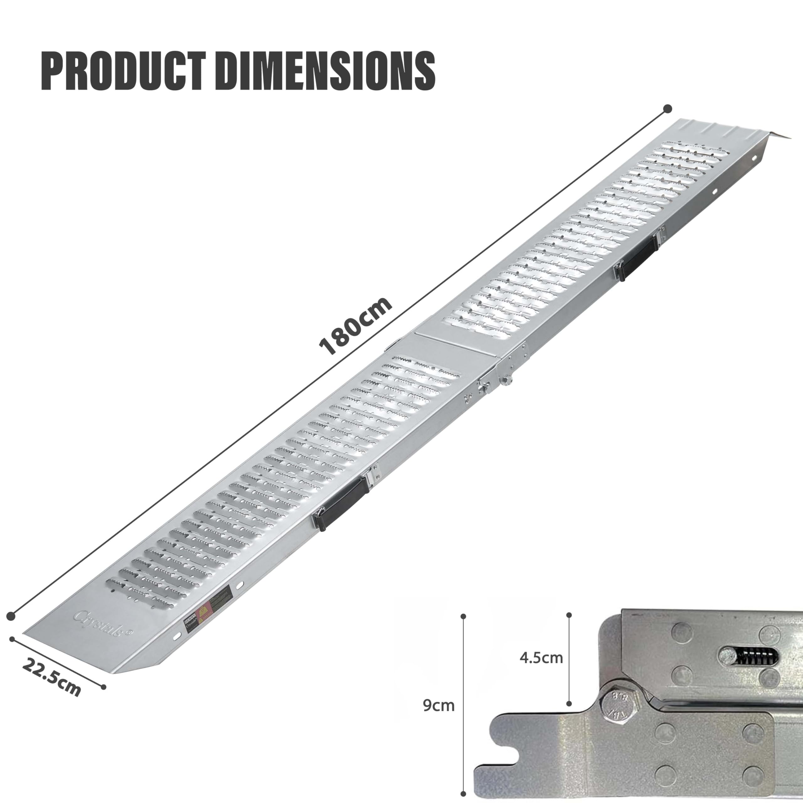 Crystals 200kg Folding Loading Ramp – Heavy‑Duty Alloy Steel Access Ramp for Motorbikes, Mobility Scooters & Trolleys – Compact Portable Foldable Ramps for Easy Transport & Storage - 2