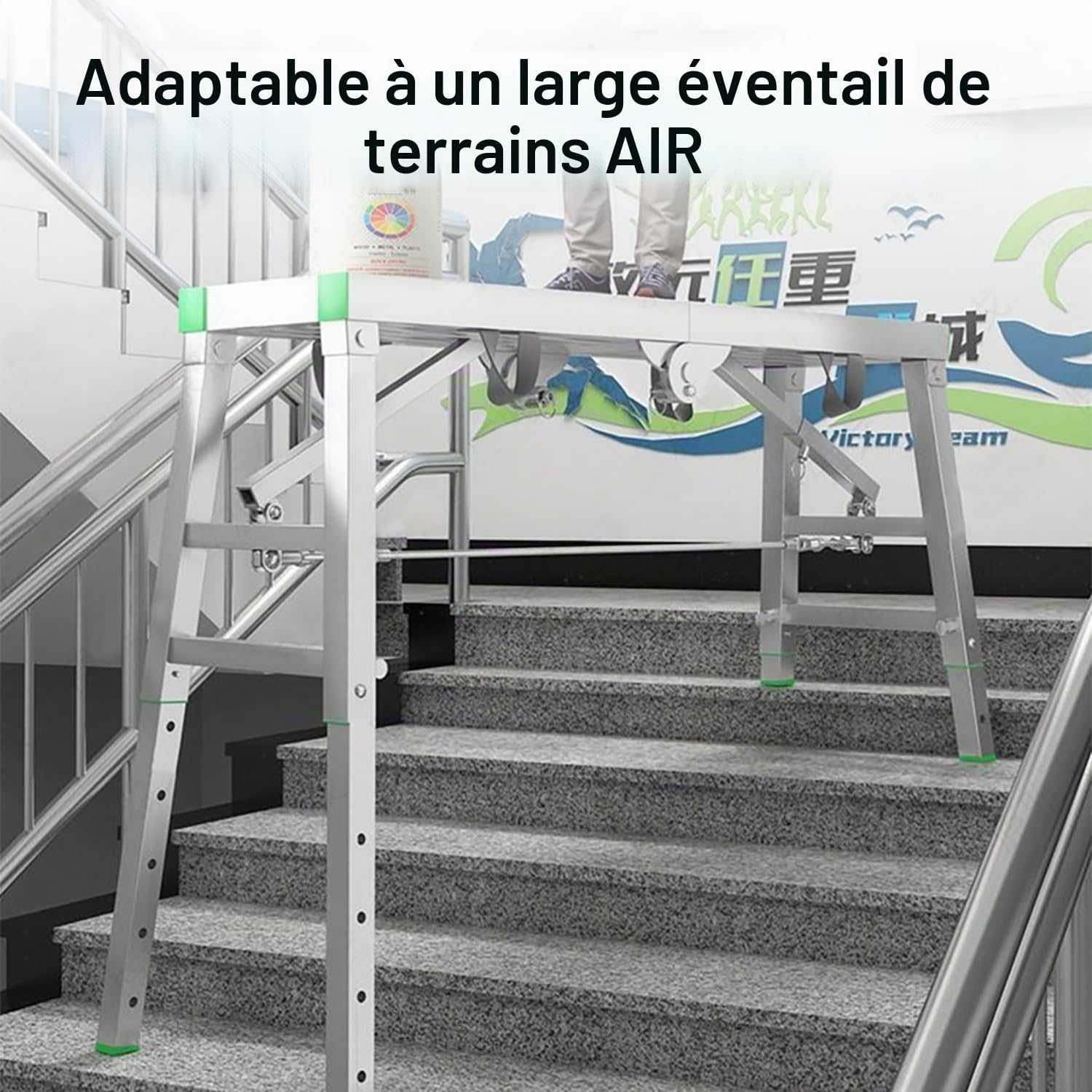 Plateforme pliable et réglable, cadre portable et galvanisé, hauteur ajustable pour nettoyage et peinture, charge max. 360 kg, 160 x 37 cm