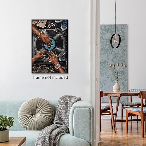 Miniatura 6 de Póster de mujer negra, imagen afroamericana, chica negra, DJ amante de la música, arte de pared, lienzo estilo Y2k, pintura impresa de moda para