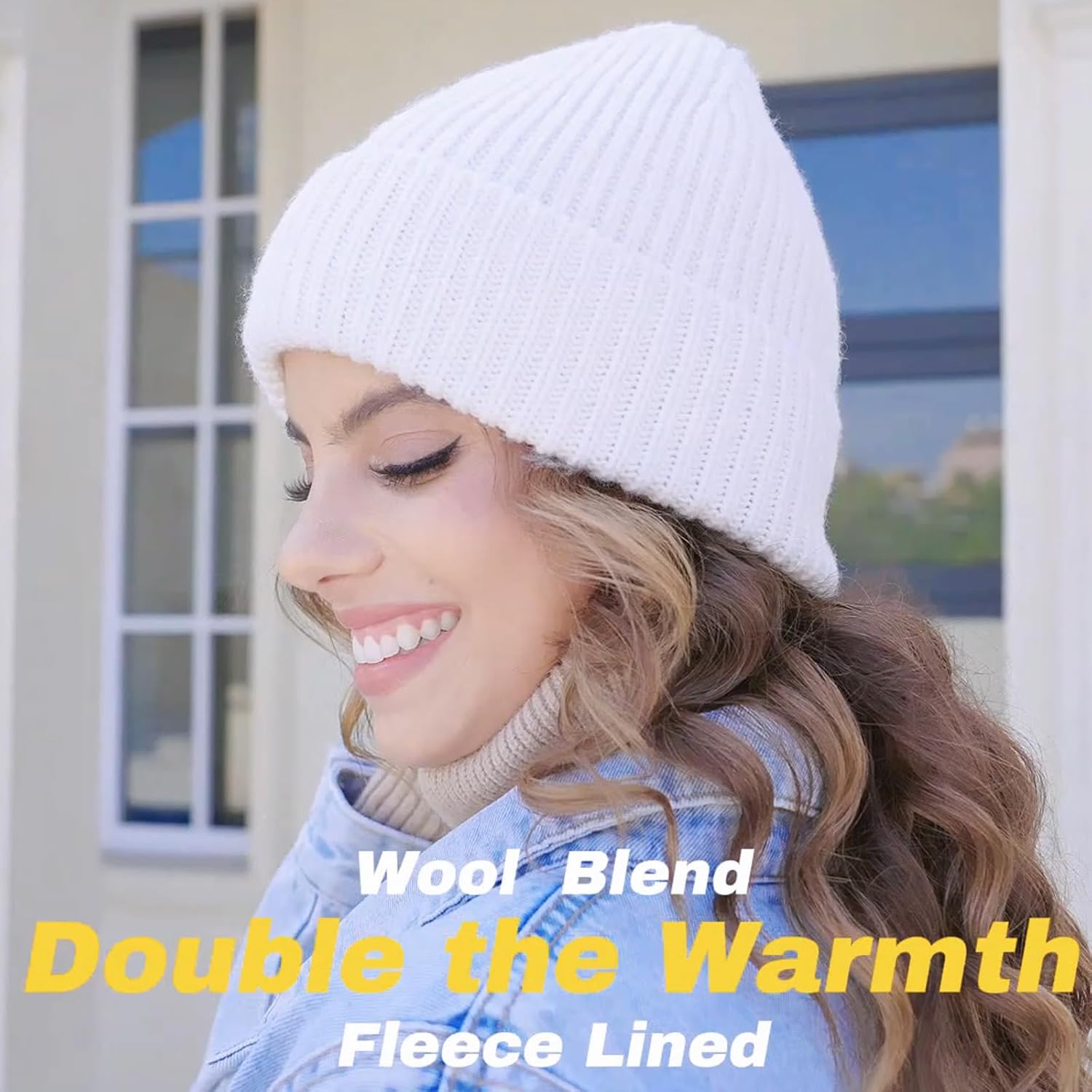 GDTOGRT Beanie for Women Men, Unisex Wool Knit Warm Fleece Lined Cuffed Winter Hat Cap - Image 6