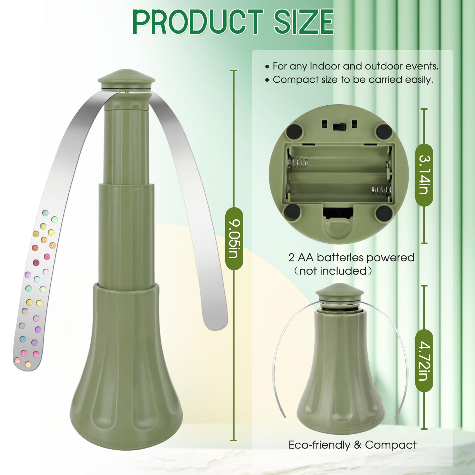 Antimosche da Tavolo Ventilatore per Allontanare le Mosche, Retrattili Ventilatore Deterrente per Mosche per Uso Interno ed Esterno per Picnic, Ristoranti e Barbecue (2, Verde)