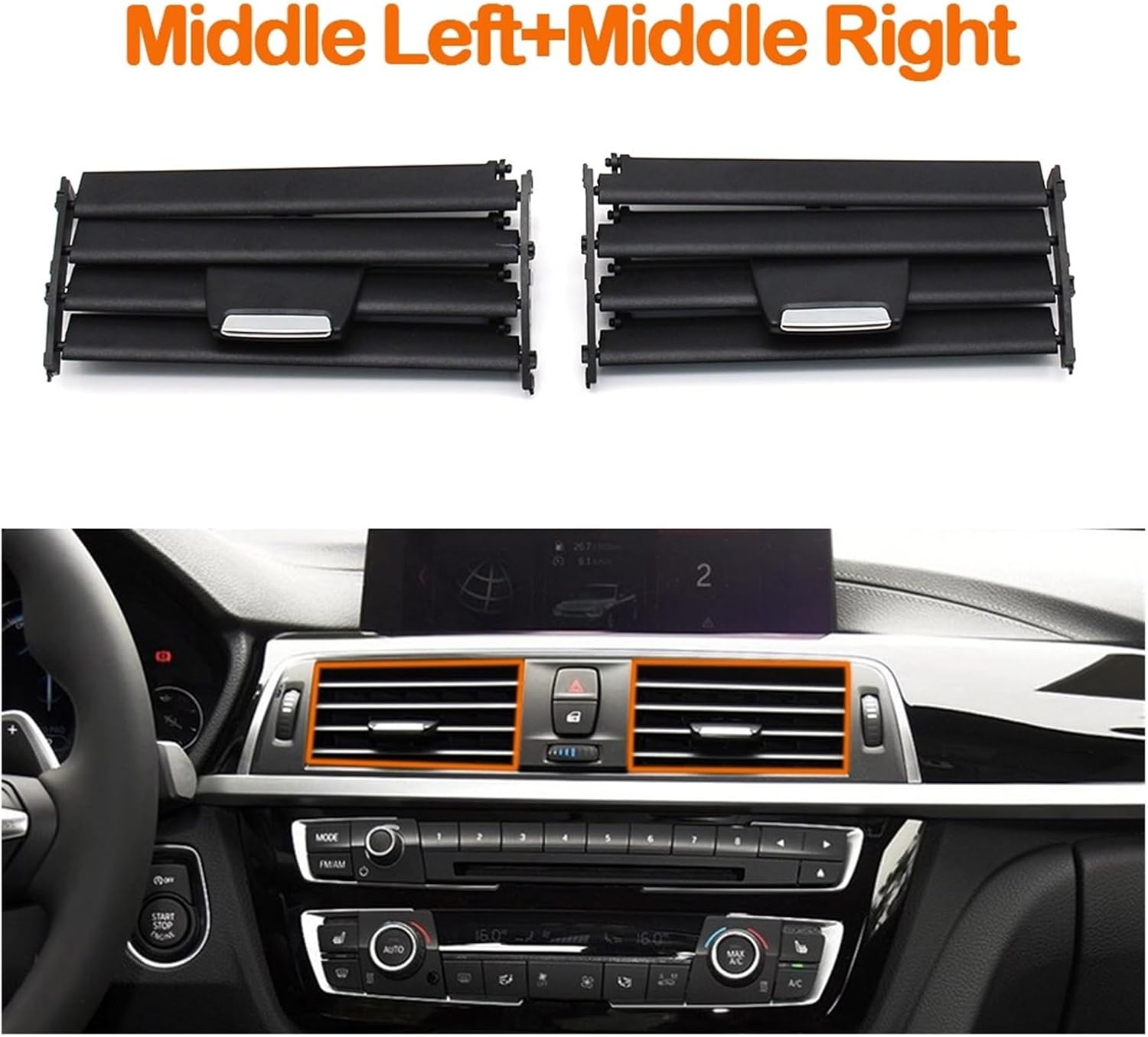 Dashboard Central Left Right Rear Air Conditioner Vent Grille Replacement Fit For BMW 3 4 Series F30 F34 F32 F33 F36 F80 F82 Car air vent replacement(Central Left)