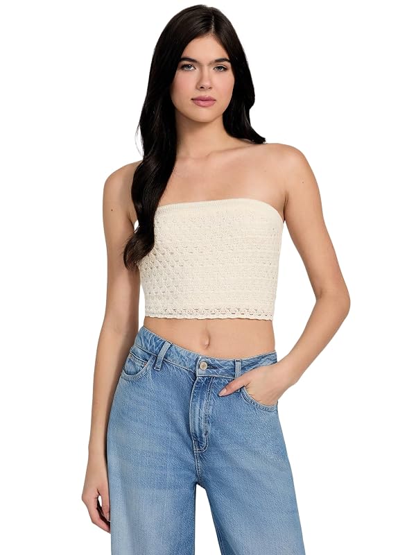 GUESS Womens Eco Strapless Luca Tube Top, Dove White, Extra Large by GUESS - Used condition - US$13.77
