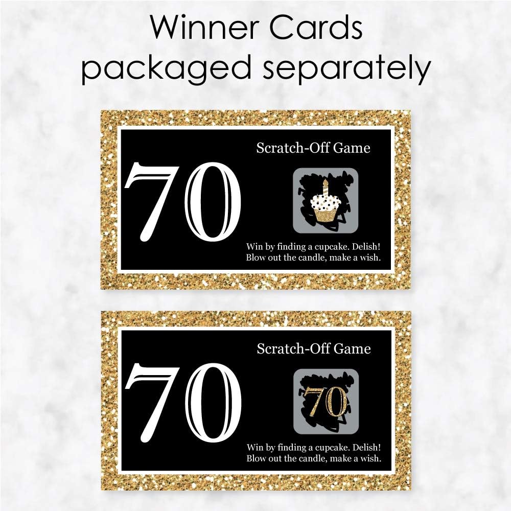 Big Dot of Happiness Adult 70th Birthday - Gold - Birthday Party Game Scratch Off Cards - 22 Count (Pack of 3)