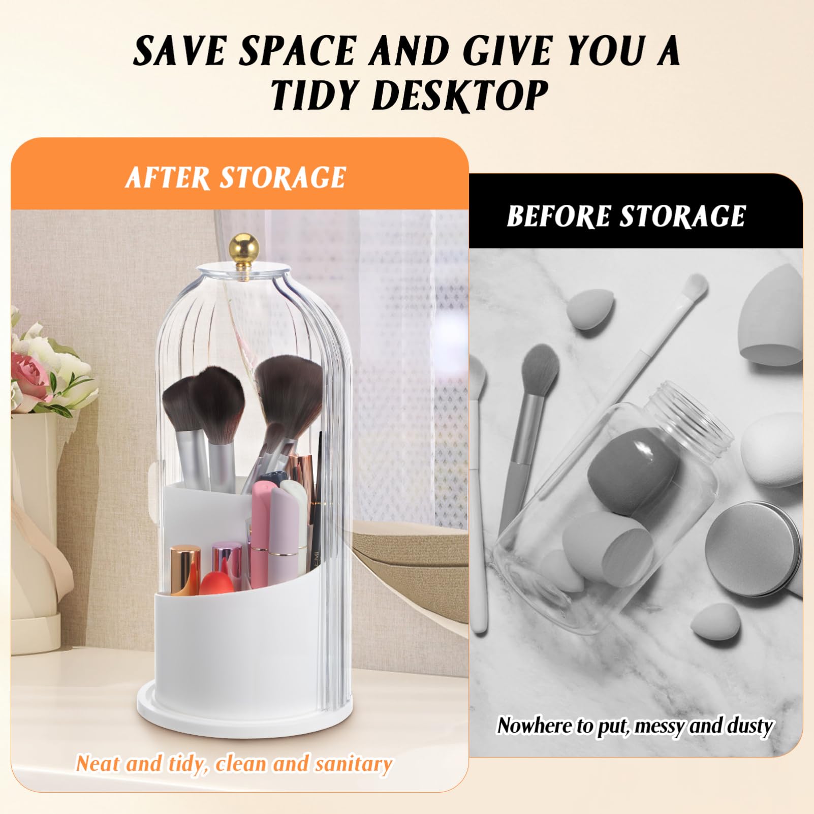Kosmetikpinsel Behälter Mit Deckel Make-up Pinselhalter Stehender Drehbar Für Schminktisch Und Badezimmer Transparenter Pinsel Organizer Für Arbeitsplatte