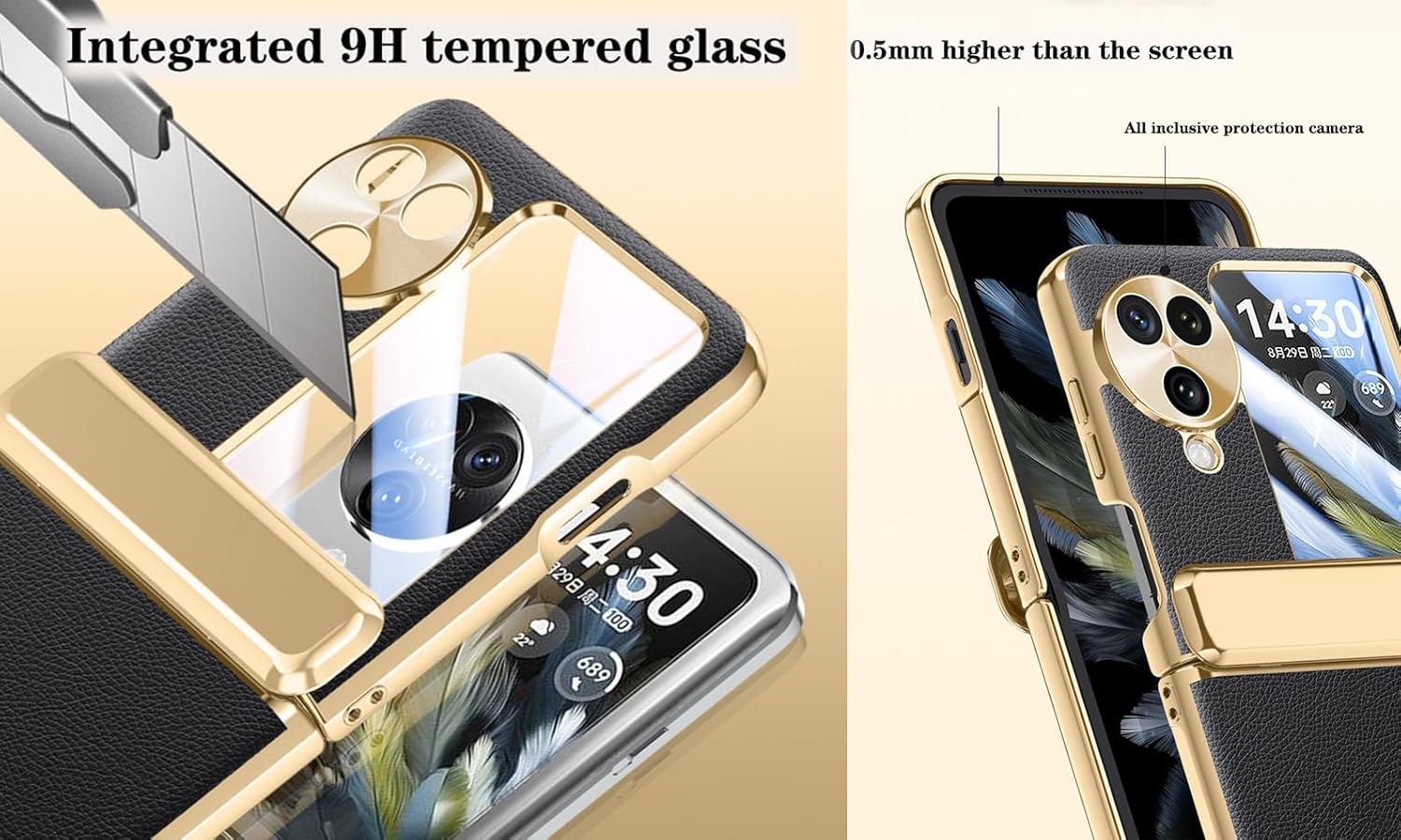 Mobile Phone Case for Oppo Find N3 Flip Folding Screen Phone. Hinge, Leather Cover Shell for Find N3 Flip Cell Phone -Purple