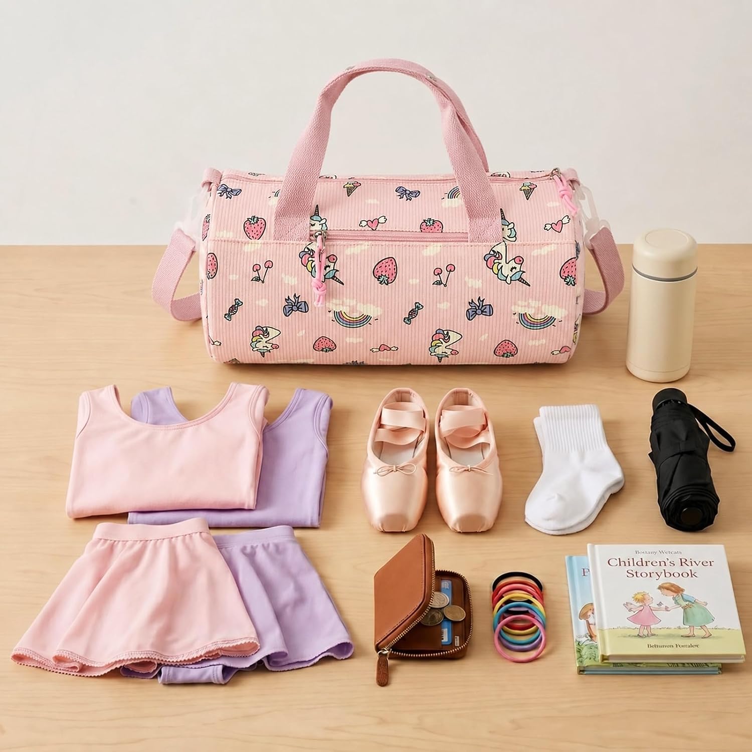 Dance Bag for Girls, Dance Duffel Bags Gym Ballet Bag -14IN Pink Unicorn