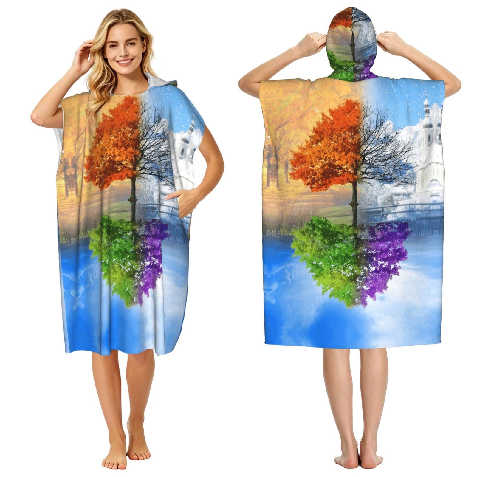 Poncho d'été léger avec imprimé arbres : votre allié détente à la plage