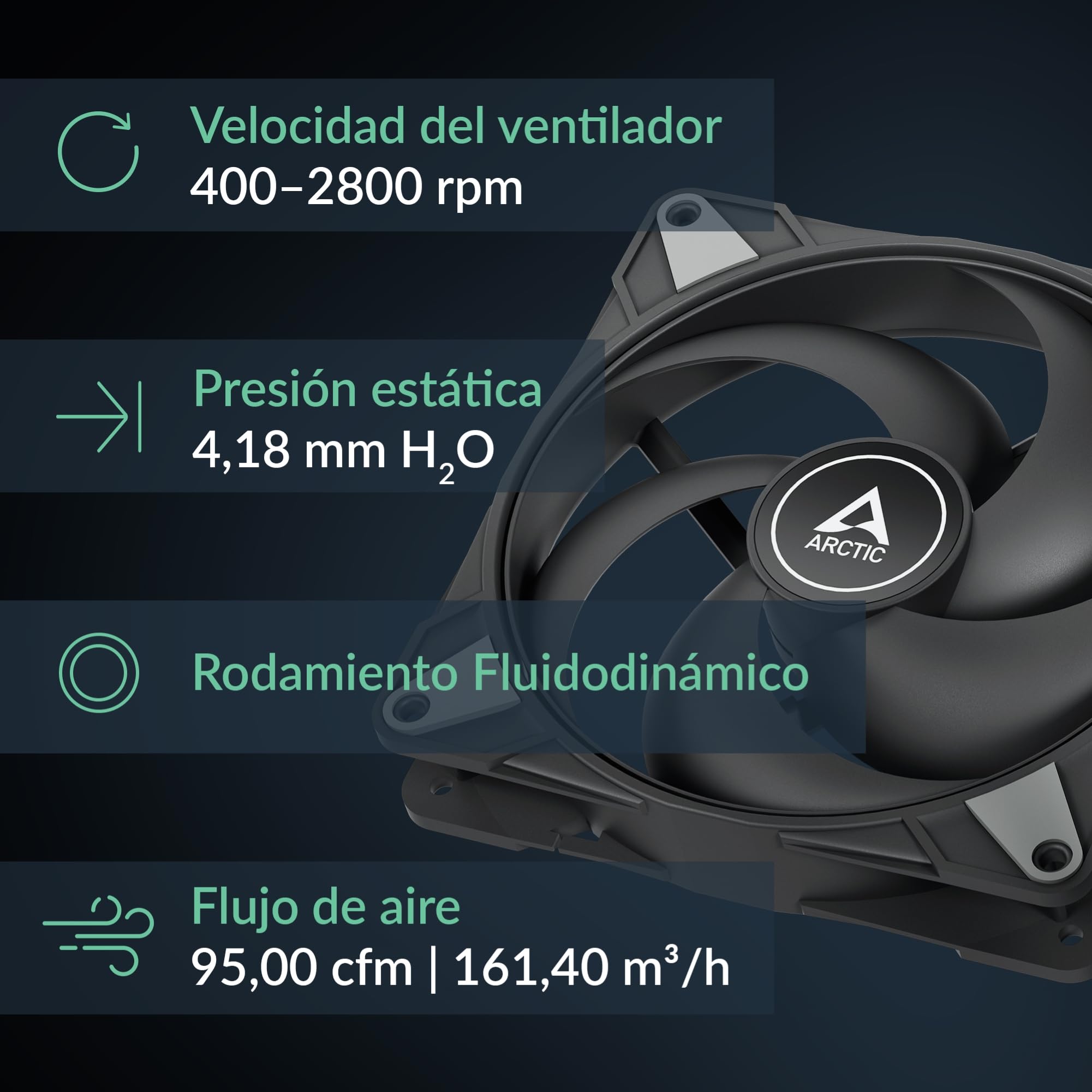 ARCTIC P14 Max (5 Piezas) - Ventilador PC 140mm, Fan, Ventilador de Caja para CPU, Ventilador de caja de alto rendimiento, Controlado por PWM 400–2800 rpm, Para presión estática, Modo 0dB - Negro