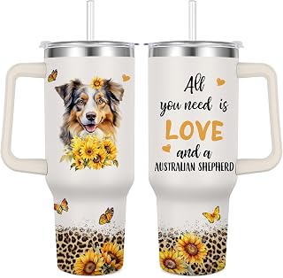 Australian Shepherd Tumbler for Dog Lovers,40oz Stainless Steel Vacuum Insulated Travel Mug (Australian Shepherd)