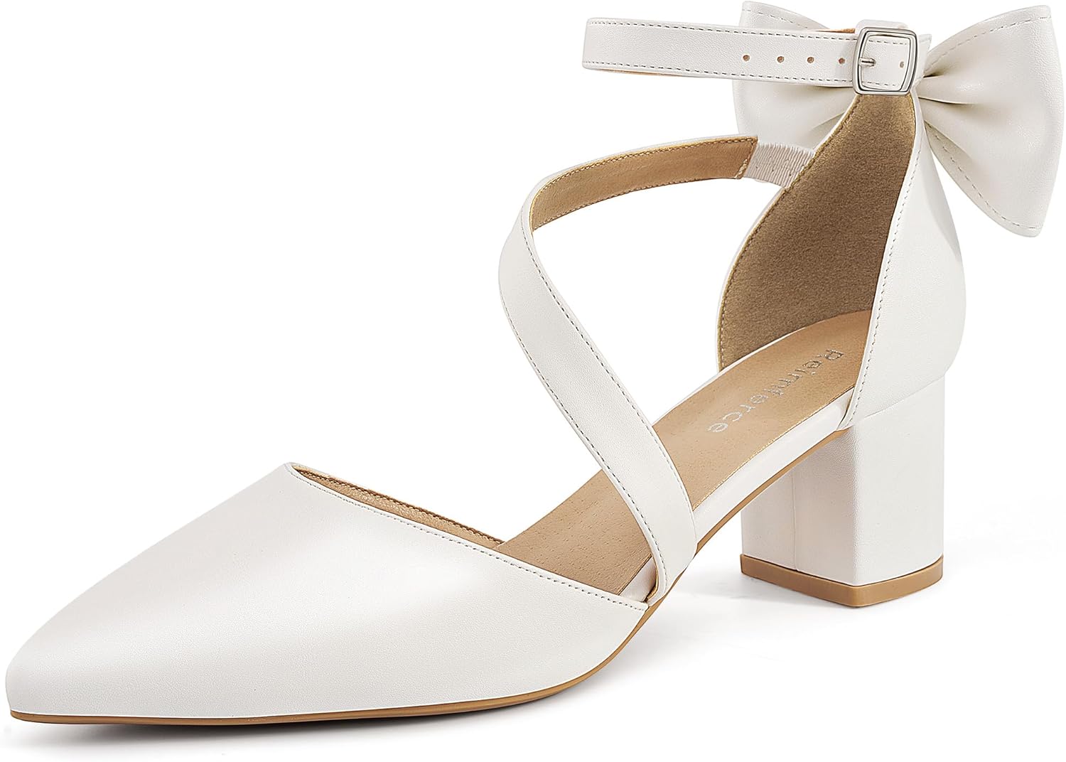 Women's Comfortable Dress Heels: 2.3" Block Heel & Latex Cushioned Insole for Office - PU Leather & Ankle Strap for All-Day Confidence in Business Meetings - Professional Working Women