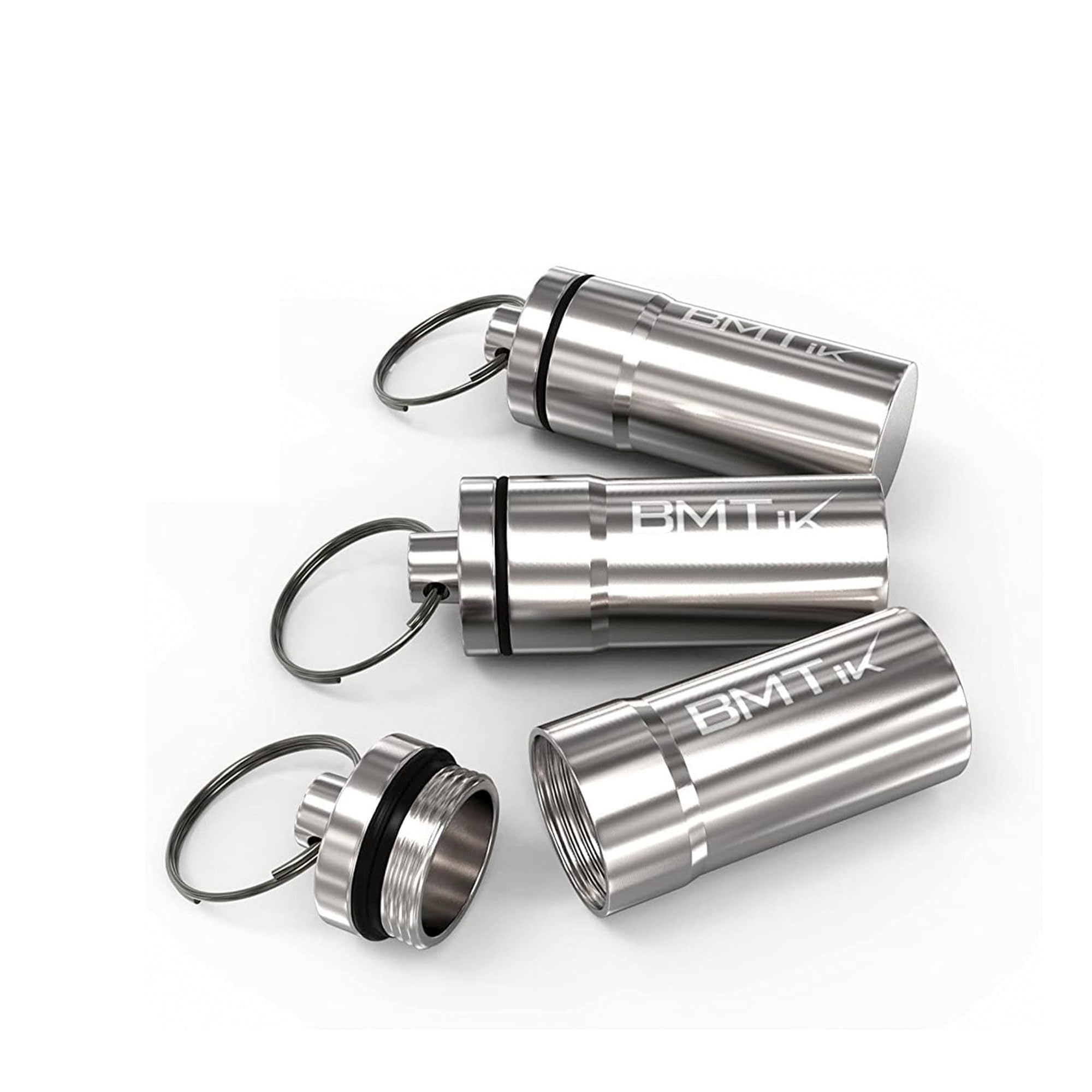 BMTick Set 3 Posacenere Portatili A Prova Di Odore - Mini Capsule In Alluminio Con Portachiavi, Argento - 6