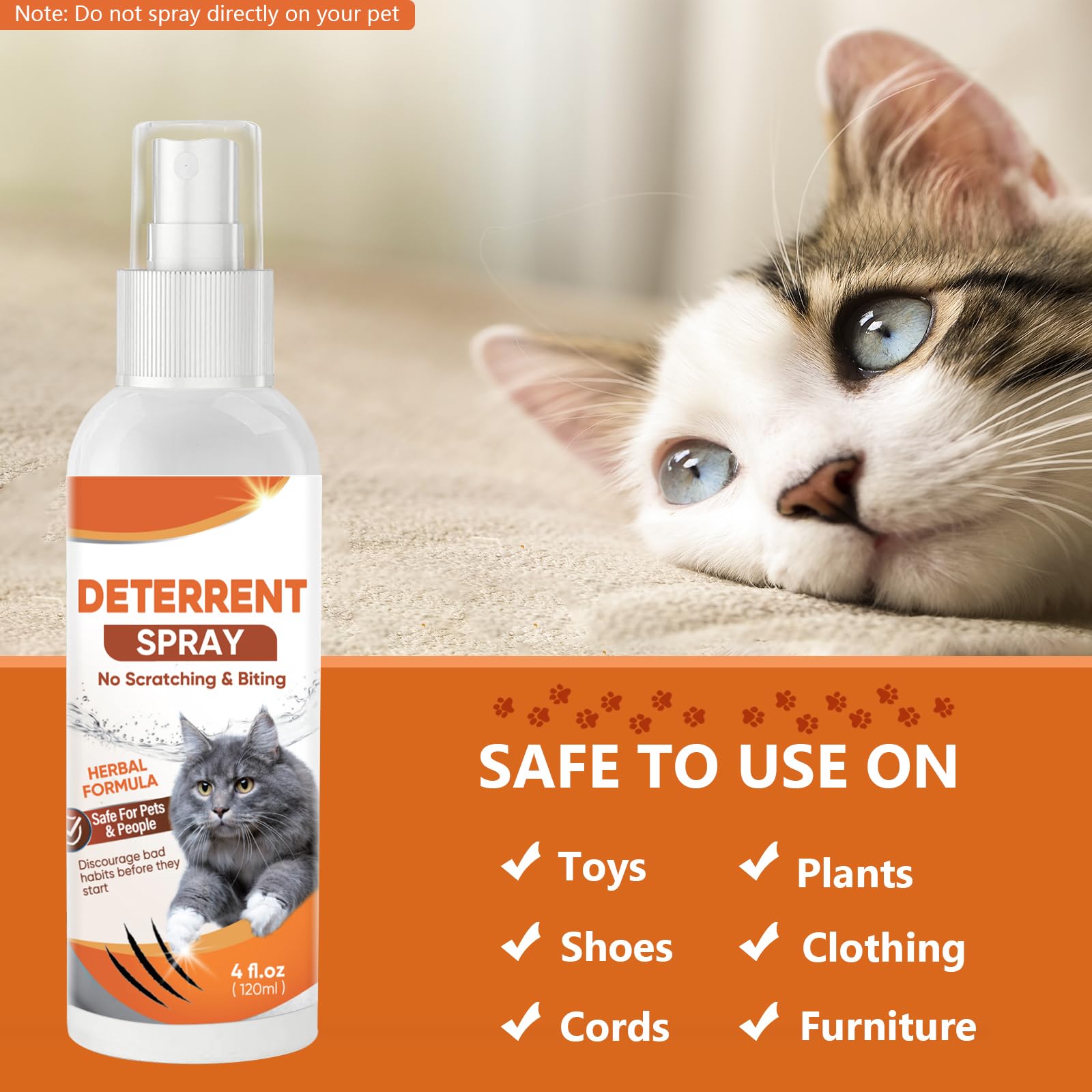 Dashr Katzenabwehrspray, kratzschutz Sofa Katze, Nicht Reizend und Rückstandsfrei, Für den Innen- und Außenbereich Geeignet, 120ML