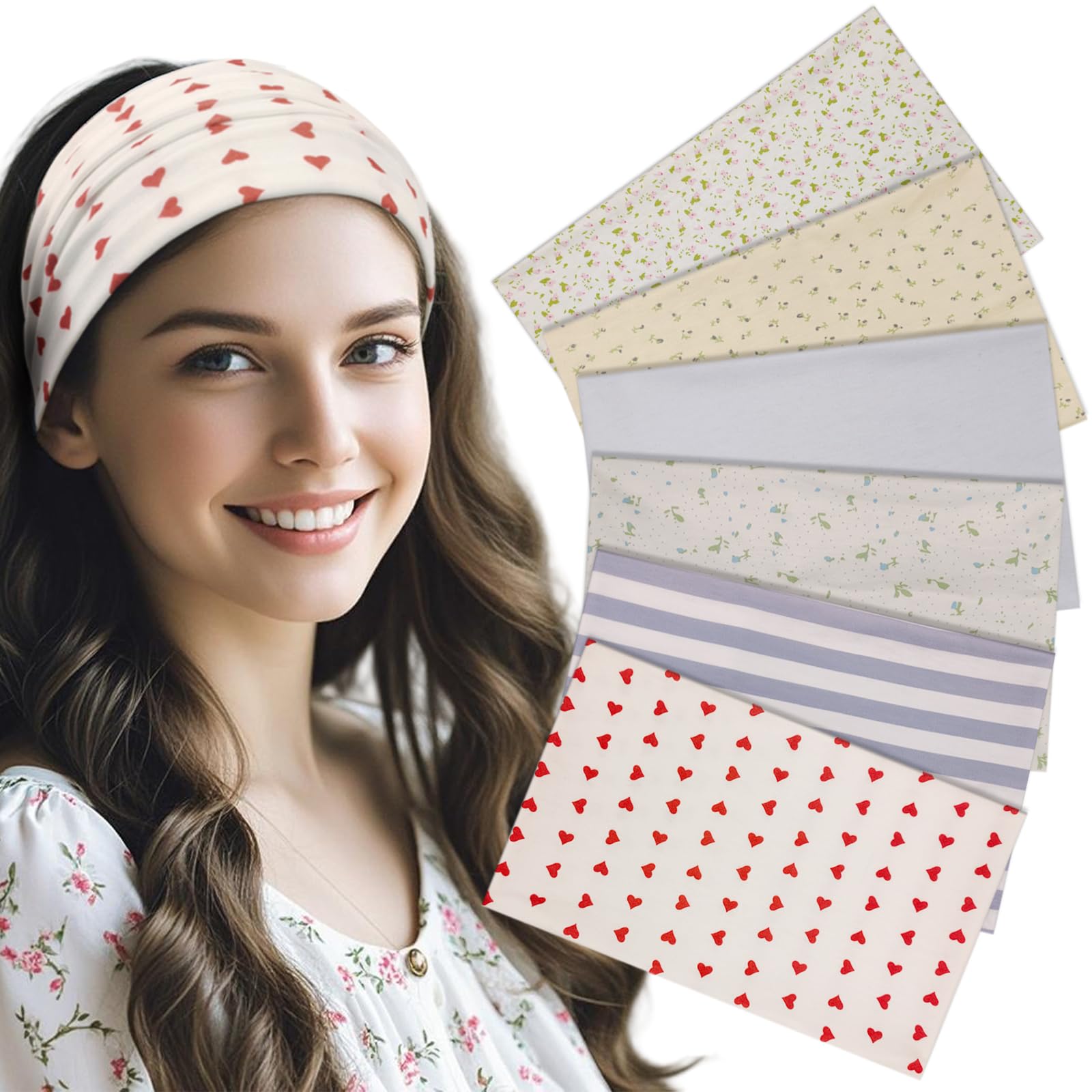 Sefiinh Fasce larghe per capelli da donna, elasticizzate, bohémien, fascia per capelli da donna, turbante, accessorio per allenamento, confezione da 6