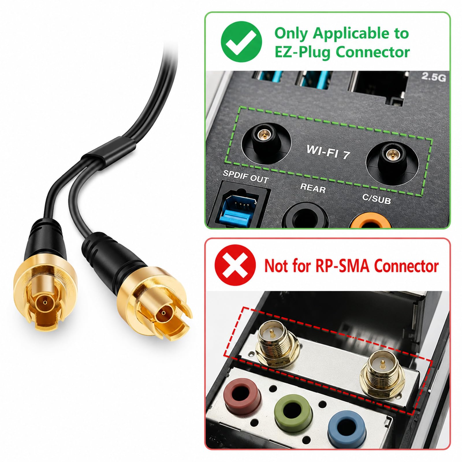 WiFi 7 Gaming scheda madre antenna base magnetica con connettore push-on (non RP-SMA), Kaunosta